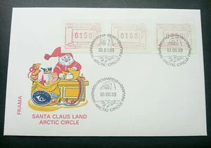 [SJ] Finland Santa Claus Land Arctic Circle 1989 ATM Gift (Frama Label stamp FDC - Picture 1 of 5