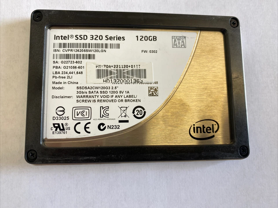 Intel SSDSA2CW120G3 320 Series 120GB 2.5" LAPTOP HARD DRIVE HDD SSD - Image 1 of 1