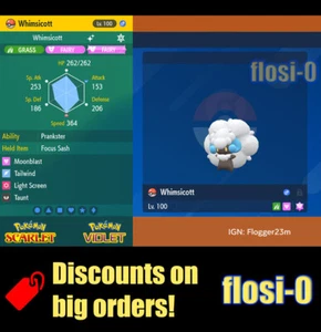 6IV Shiny Whimsicott Pokemon Scarlet and Violet - Picture 1 of 1