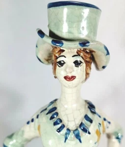 Vintage Signed E Boria Caltagirone Handpainted Candle Holder Italian Pottery - Picture 1 of 12