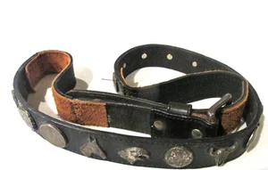 Cinturón de cuero occidental negro vintage XL para hombre con tachuelas adornado 44 pulgadas Hecho en Estados Unidos - Imagen 1 de 9