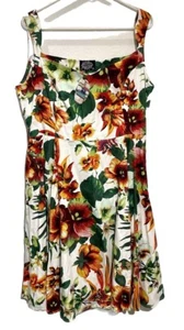 Hearts & Roses London Floral Pin Up Style Dress Size 12 Sleeveless Fit V-Neck - Picture 1 of 8