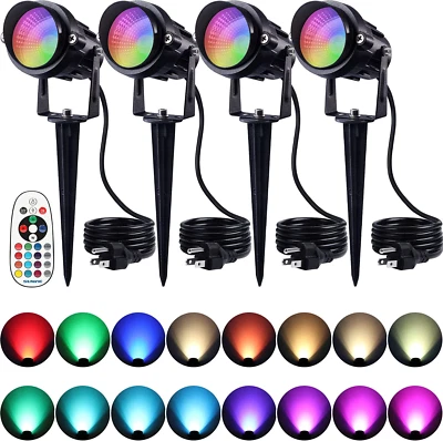 Christmas Spotlights Outdoor 120V LED Spot Lights Outdoor 12W RGB Color Changing - Image 1 of 4
