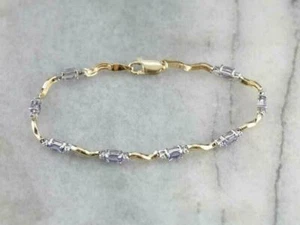 8 CT Oval Cut Lab Created Tanzanite Tennis Bracelet 14K Yellow Gold Plated - Picture 1 of 4