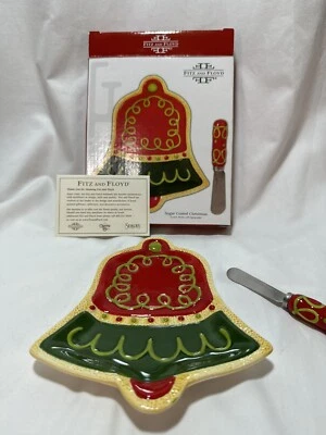 Christmas Bell Cheese Plate Snack Tray Spreader Small Fitz and Floyd Appetizer - Image 1 of 4