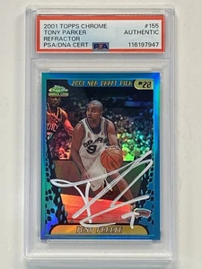 2001 Topps Chrome Tony Parker #155 RC Refractor Auto Autograph Spurs PSA DNA - Picture 1 of 2