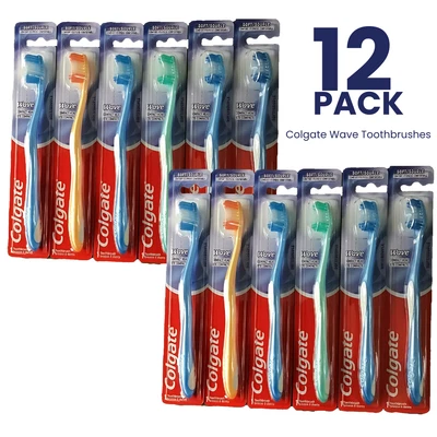 12-PACK! Colgate Wave Toothbrushes, Soft, Compact Head, Adult, Assorted Colors - Image 1 of 2
