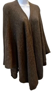 Novica Alpaca Blend Peruvian Cape Brown Poncho One Size Soft Stretch Luxurious - Picture 1 of 9