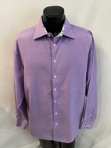 Jonathan Ogilvy Shirt Men’s XL Purple Stripe Long Sleeve Flip Cuff Button Down - Picture 1 of 12