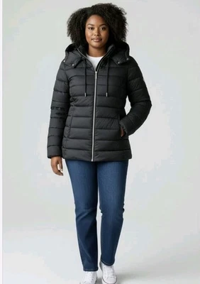 Chaqueta parka ligera acolchada con capucha negra grande Michael Kors para mujer nueva con etiquetas  Foto 1 de 4