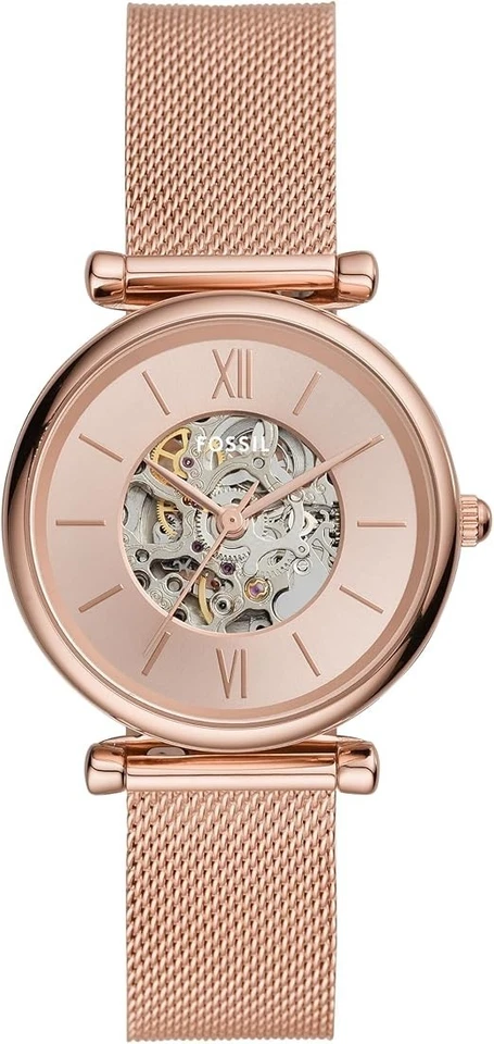 Fossil - Reloj Carlie de tres manecillas de malla de acero inoxidable para mujer, oro rosa Foto 1 de 1