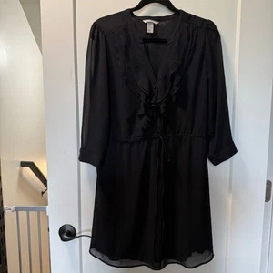 H&M Kleid Rüschen vorne Langarm transparent knielang klassisch Beerdigung Business 14 - Bild 1 von 7