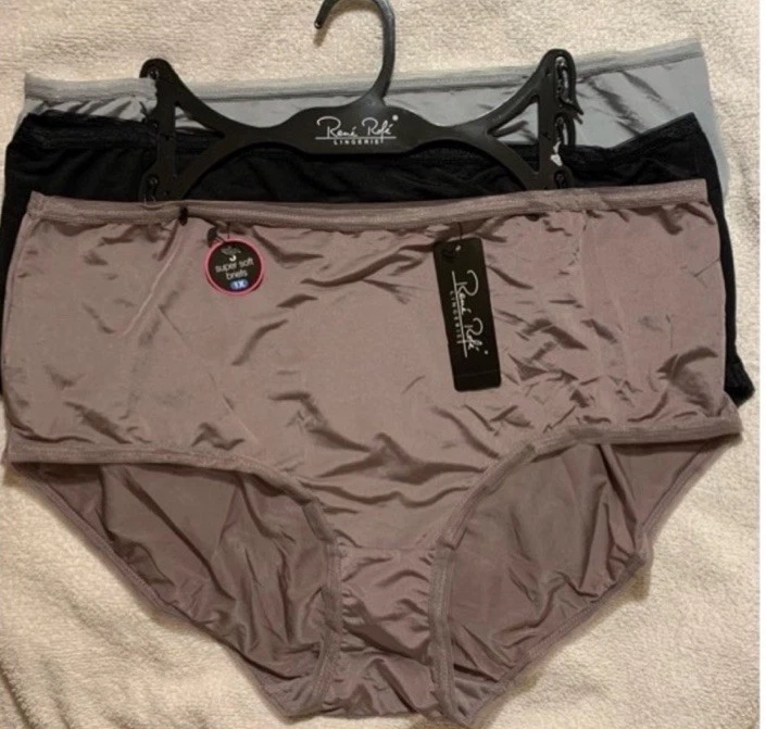 NWT Briefs Panties RENE ROFE 3 Pairs (Taupe Gray Black) Super Soft Briefs NWT 1X - Image 1 of 4