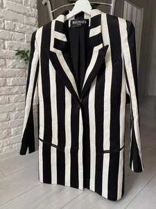 Balmain Paris Linen Striped Blazer, Size 38 - Picture 1 of 13