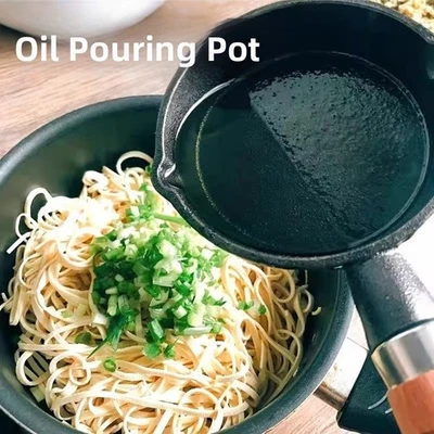 Mini Cast Iron Frying Pan with Wooden Handle 10cm 15cm for Egg Cooking and Oil - Image 1 of 4