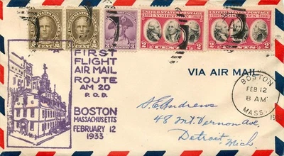 1933 FIRST FLIGHT AIRMAIL ROUTE AM 20 P.O.D., BOSTON-DETROIT - Image 1 of 2