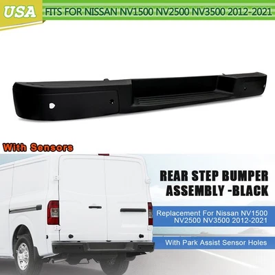 Rear Step Bumper W/ Sensor Holes Black For 2012-2021 Nissan NV1500 NV2500 NV3500 - Изображение 1 из 4