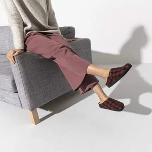 BIRKENSTOCK ZERMATT SHEARLING PLAID RED ROT TARTIC SLIPPER WOLL SCHMAL WEITE - Foto 1 di 6
