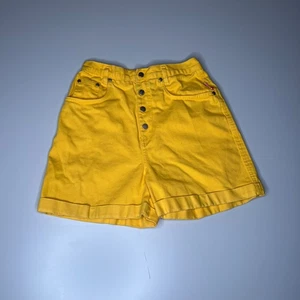 Vintage Gitano hochtaillierte gelbe Jeansshorts Knopfleiste Größe 25 - Bild 1 von 7