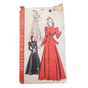 Vintage 40s Sewing Pattern ORIGINAL: Housecoat or Evening Coat Hollywood 1940 - Picture 1 of 5