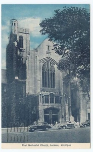 Erste methodistische Kirche Jackson Michigan Postkarte - Bild 1 von 2