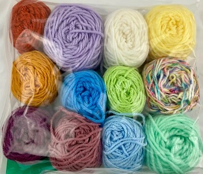 Scrap Yarn Granny Square Plastic Canvas Afghan Craft  Knit 12 Balls 7.7 oz Total - Image 1 of 3