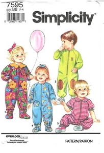 1991 Simplicity 7595 Toddlers Romper Booties size BB 2-4 sewing pattern uncut - Picture 1 of 3