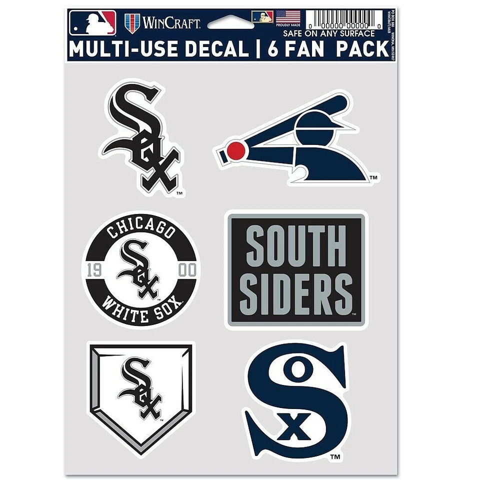 Chicago White Sox Multi-Use 6 Fan Pack MLB Decal Stickers *Free Shipping - Image 1 of 1