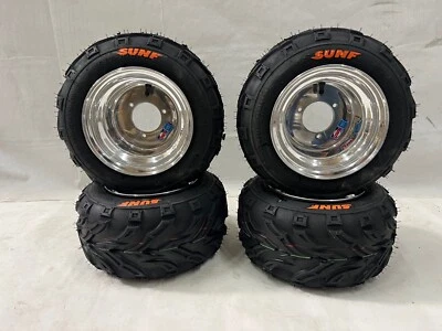 DWT Polished 8" Front Rear Rims 16" Sunf A004 16x7-8 Tires Suzuki LT50 LTZ50 - Image 1 of 4