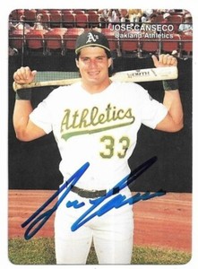 JOSE CANSECO Autographed Signed 1990 Mother's Cookies card #2 Oakland A's COA