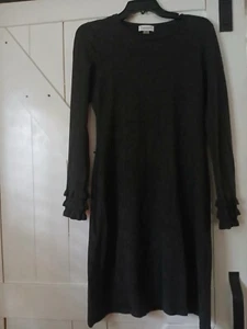 Calvin Klein Sweater Dress Womans Size M Ruffle Cuff Gray Pullover Sexy - Picture 1 of 4
