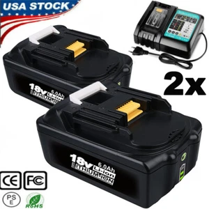 2Pack For Makita 18V 6000mAh Lithium-Ion BL1860B BL1850B LED Battery/Charger NEW - Picture 1 of 22