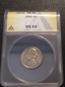 1960 Jefferson Nickel MS65 Anacs 7408014 - Picture 1 of 2