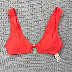 Aerie Scoop Triangle Bikini Top Sm Coral Wide Strap Ring Padded Swimsuit NWT New - Picture 1 of 11