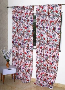 Baumwolle Vorhänge Vögel Boho Fenster 2 Flächen Set für Wohnzimmer Schlafzimmer 3 Größen - Bild 1 von 2