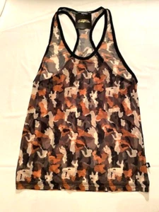 Andrew Christian - Size Large Sheer Camouflage Tank Top - Khaki Camo/Black - Picture 1 of 5