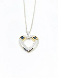 Tiffany & Company Sterling Silver and 14 Karat Yellow Gold Sapphire Heart Neckla - Picture 1 of 6