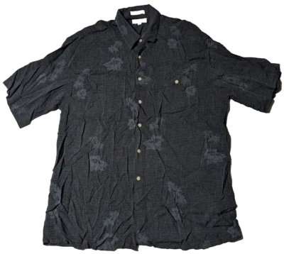 VTG PIERRE CARDIN Men Large Black Floral Rayon Button-Up Shirt - Image 1 of 4