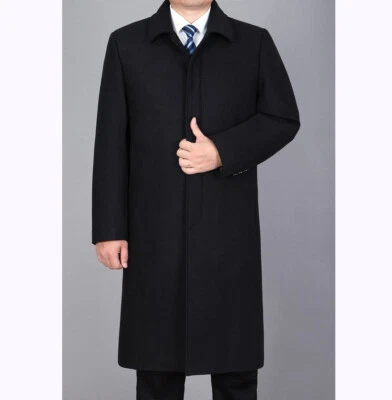 Men's Winter Wool Jacket Overcoat Trench Coat Long sleeve Cashmere Outerwear New - Image 1 of 4