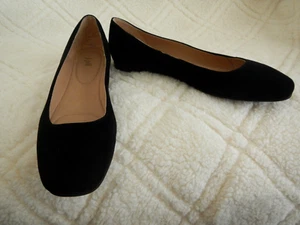 J. JILL 11 M NWOB Black Suede Leather Square Toe Ballet Flats - Picture 1 of 4