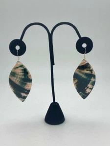 Haliotis Black Abalone Earrings 2 3/8 inch x 1 inch Chumash Indian Powwow - Picture 1 of 3