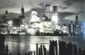 New York City Manhattan Night City Lights Skyline Home Decor Poster 36" x 24" - Picture 1 of 5