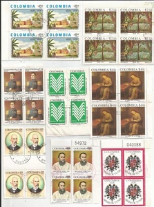 Colombian blocks, 17 different of 4 to 8, gutter block, plate numbers, etc. - Picture 1 of 2