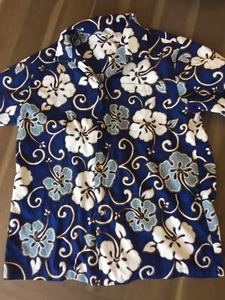Aloha Republic Hawaiian Shirt Mens Medium Blue Floral Cotton Made in Hawaii - Picture 1 of 9