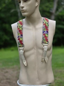 MUSEUM WORTHY ANTIQUE 1840’S HAND EMBROIDERED MEN’S BRACES SUSPENDERS - Picture 1 of 8
