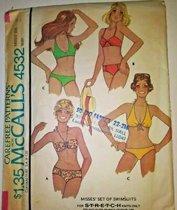 McCall's Swimsuit Pattern # 4532, Size 12 Misses, B 34" W 26.5" H 36" - Cut - Picture 1 of 1