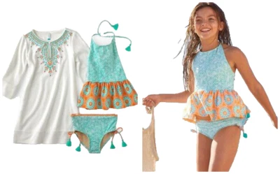 Traje de baño y encubrimiento Tankini CABANA LIFE para niñas 6X cítricos UPF 50 volantes nuevo con etiquetas $88 Foto 1 de 4