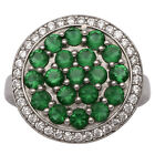 925 Silver Green Emerald Gemstone Halo Engagement Ring