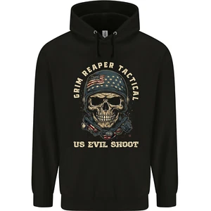 Grim Reaper Tactical Skull Military Army Childrens Kids Hoodie - Picture 1 of 3