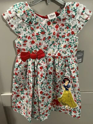 Disney Blancanieves Precioso Vestido Elegante Adornado Algodón Niñas Talla 4 Nuevo Foto 1 de 4